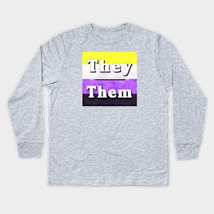 They-Them Pronouns: Non-Binary Kids Long Sleeve T-Shirt